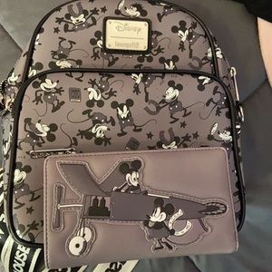 MICKEY MOUSE PLANE CRAZY MINI BACKPACK & wallet